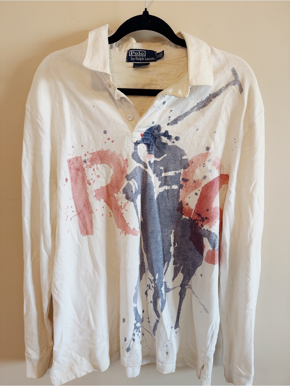 Rare Vintage Polo by Ralph Lauren Paint Splatter Long-Sleeved Rugby Shirt